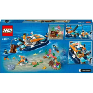 City 60377 - Le Bateau d'Exploration Sous-Marine, Jouet avec Mini Sous-Marin, Requin, Crabe, Tortue, Raie et Figurines Animaux Marins, Set de Plongée Sous-Marine