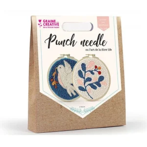 Coffret 2 punch needle - Diptyque colombe et végétal ø 15 cm