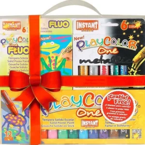 Coffret 24 stylos gouache solide Playcolor Basic-Metal-Fluo + 3 gravures à colorier