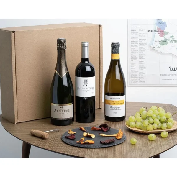 Coffret de 3 bouteilles : vin rouge, vin blanc et champagne livrés à domicile - Coffret Cadeau Gastronomie