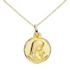 Collier - Médaille Vierge à l'Enfant Or Jaune - Chaîne Dorée - Gravure Offerte