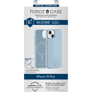 Coque silicone Magsafe pour iPhone 15 Plus - Bleu ciel