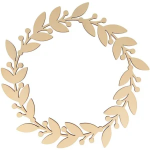 Couronne murale en bois Ø 35 cm - Feuilles & baies