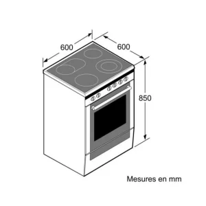 Cuisinière vitrocéramique 63l 4 feux blanc - hks79r220