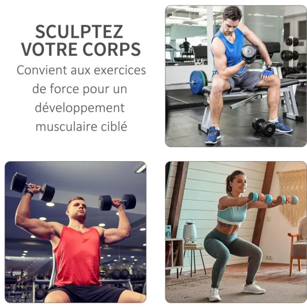 Disques de poids - lot de 4 disques d'haltère - ensemble de poids 5 Kg et 10 Kg - poids total 30 Kg - entraînement musculaire & haltérophilie - HDPE noir