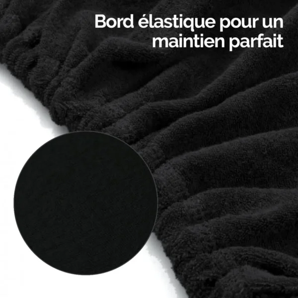 Drap housse de protection en éponge pour coussin demi-rond 66 cm x 22 cm x 12 cm de table de massage - Noir