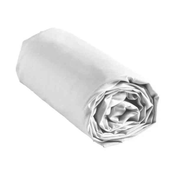 Drap Housse en Coton Linette 160x200cm Blanc