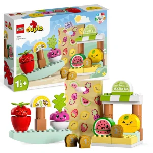 DUPLO 10983 - Le marché bio, Jeu sur la Nourriture, Fruits et Légumes, Apprentissage des Chiffres, Jouets Éducatifs à Empiler, Enfants