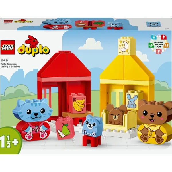 DUPLO My First 10414 Mes Rituels Quotidiens - Le Repas et le Coucher, Jouet Social, 4 Figurines Animales