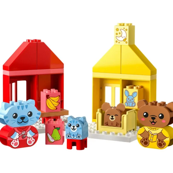 DUPLO My First 10414 Mes Rituels Quotidiens - Le Repas et le Coucher, Jouet Social, 4 Figurines Animales