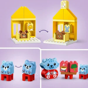 DUPLO My First 10414 Mes Rituels Quotidiens - Le Repas et le Coucher, Jouet Social, 4 Figurines Animales