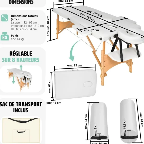 Ensemble de table de massage Freddi avec rouleaux de massage