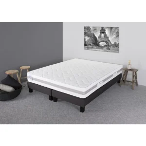 Ensemble matelas ressorts TEMPO GREY+ sommier déco gris 180x200 cm