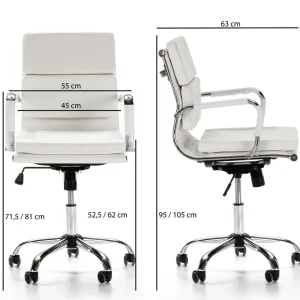 Fauteuil de Bureau Fenix inclinable Blanc, Cuir synthétique