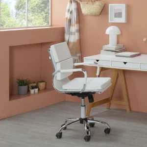 Fauteuil de Bureau Fenix inclinable Blanc, Cuir synthétique