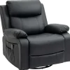 Fauteuil de massage et relaxation électrique inclinable pivotant repose-pied télécommande noir