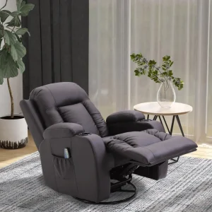 Fauteuil de massage et relaxation électrique chauffant inclinable manuellement repose-pied télécommande chocolat