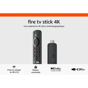 Fire TV Stick 4K Ultra HD Fire OS avec télécommande vocale Alexa - Noir