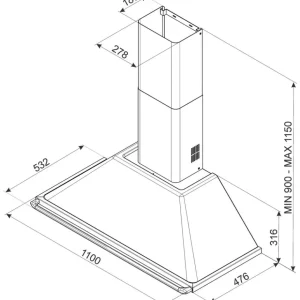 Hotte décorative murale KT110BLE