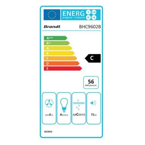 Hotte visière 60cm 321m3/h noir - bhc9602b