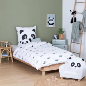 Housse de couette enfant 140x200 Panda + taie coton 57 fils