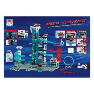 Jouet de garage - KLEIN - Garage Bosch Car Service Mega Universe - Comprend divers éléments de jeu et 5 véhicules.