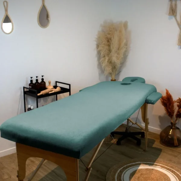 Kit complet de housses pour table de massage - Éponge - Bleu pastel