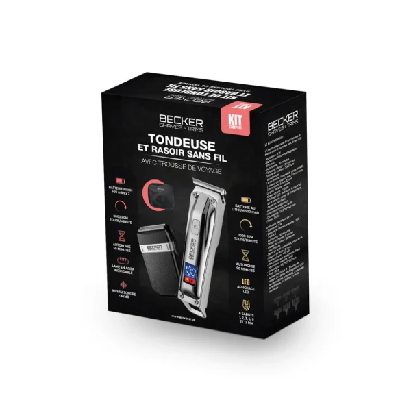 Kit tondeuse er rasoir sans fil SHAVES LAB - Chrome