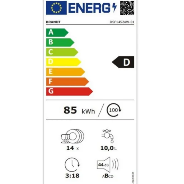 Lave-vaisselle 60cm 14 couverts 44db - dsf14524w