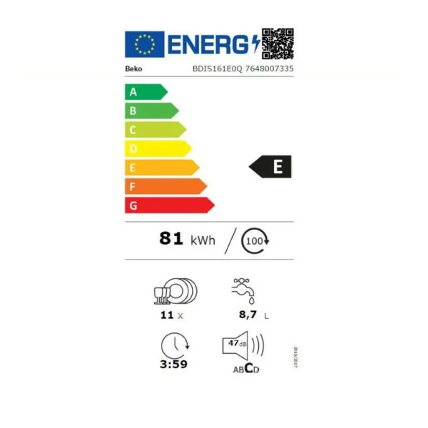 Lave-vaisselle 45cm 11c 47db tout intégrable - BDIS161E0Q