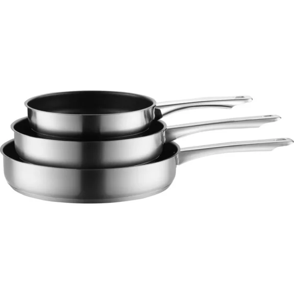 Lot 3 poêles inox TFI 20-24-28 cm