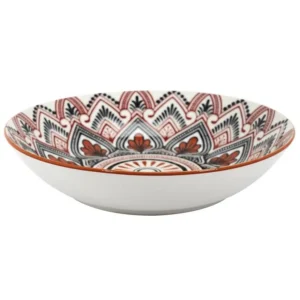 Lot de 6 Assiettes Creuses Mandala 20cm Orange