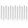 Lot de 12 Bougies d'Anniversaire Métalliques 6cm Argent