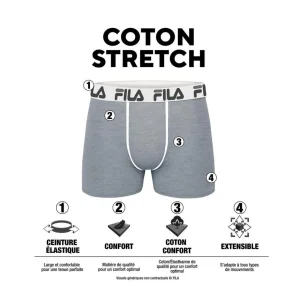 Lot de 4 Boxers Homme FILA 5016 coton couleur Navy