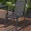 Lot de 6 chaises de jardin empilable en acier et textilène - Gris anthracite