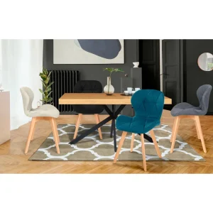 Lot de 4 chaises en tissu style scandinave pieds bois massif GAYA