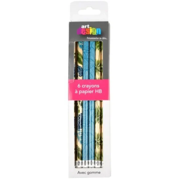 Lot de 6 Crayons à Papier Jardin d'Eden 19cm Multicolore