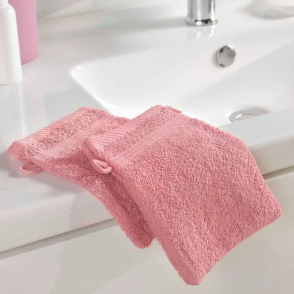 Lot de 2 Gants de Toilette Tendresse 15x21cm Bois de Rose