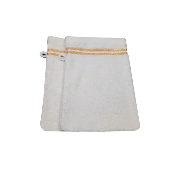 Lot de 2 gants de toilette uni en coton liteau en lurex 500 gr/m²