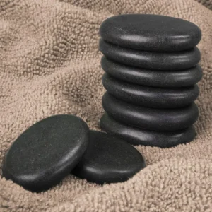 Lot de 8 pierres chaudes pour massage en basalte naturel poli - Ovale - S