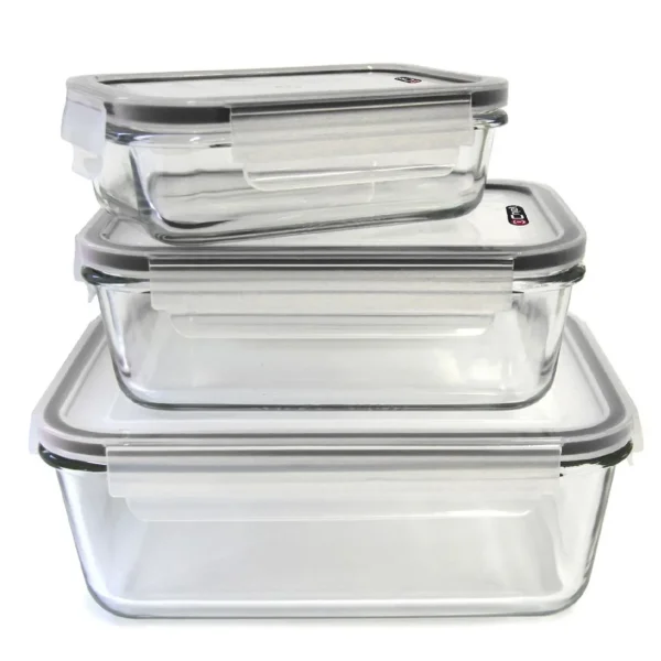 Lot de 3 plats à four en verre + couvercle hermétique