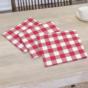 Lot de 3 serviettes en coton 45x45 cm VICHY, par Soleil d'Ocre