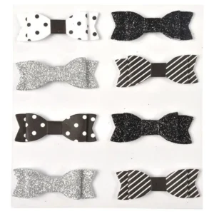 Lot de 8 Stickers Nœud Paillettes 11cm Noir