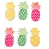 Lot de 6 Stickers en Bois Ananas 5cm Multicolore