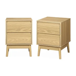 Lot de 2 tables de chevet décor bois. deux tiroirs