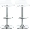 Lot de 2 tabourets de bar design contemporain assise acrylique et piètement métal - pivotant 360° - hauteur réglable avec repose-pieds - transparent