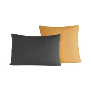 Lot de 2 taies d'oreiller bicolores en percale coton DOZMARY