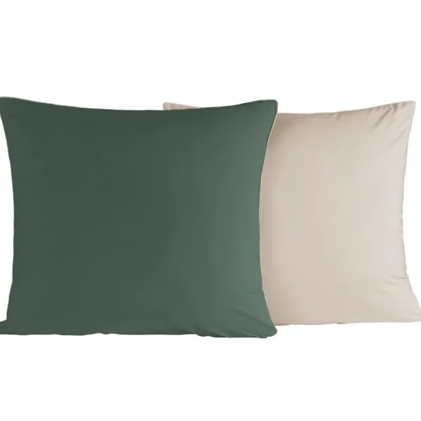 Lot de 2 taies d'oreiller bicolores en percale coton DOZMARY