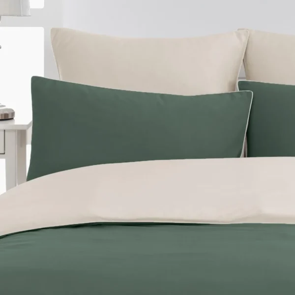 Lot de 2 taies d'oreiller bicolores en percale coton DOZMARY