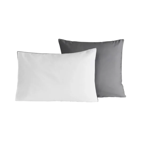 Lot de 2 taies d'oreiller bicolores en percale coton DOZMARY